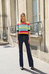 Pull en maille rayé multicolore à manches courtes Multico vue de détail 1