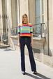 Multicolored Striped Sweater with Short Sleeves Multico details view 1