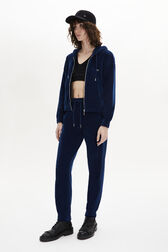 Pantalon de jogging en velours Bleu canard vue de détail 1