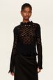 Women Openwork Sweater Black front worn view