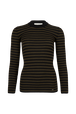 Striped Long-Sleeved Crew Neck Sweater Striped black/khaki front view