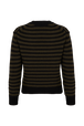 Pull rayé col rond à manches longues Raye noir/kaki vue de dos
