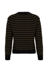 Striped Long-Sleeved Crew Neck Sweater Striped black/khaki back view