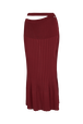 Elasticated High-Waisted Skirt Claret front view