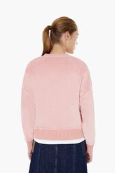 Women Velvet Sweatshirt Pink back worn view