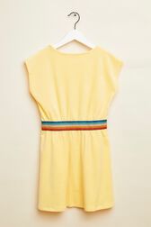 Robe courte fille velours Jaune clair vue de dos