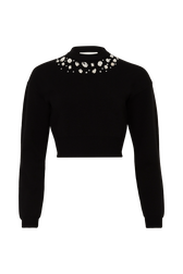 Knitted Jumper Rhinestones Black front view