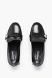 Black Metallic Leather Loafer Pumps Black details view 4