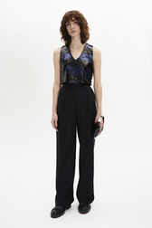 Top court sans manches en sequins rayés Silver/navy vue portée de face