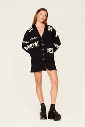 Cardigan grunge laine logo Sonia Rykiel femme Noir vue portée de face