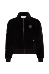 Bomber matelassé en velours Noir vue de face