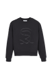 Women Plain Crewneck Sweater Black front view