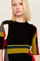 Women Multicolor Baby Alpaca Short Sleeve Sweater Multico crea details view 3