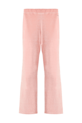 Women Velvet Flare Pants Pink front view