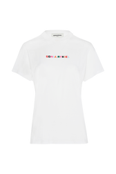 T-shirt coton multicolore signature femme Blanc vue de face