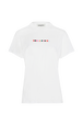 T-shirt coton multicolore signature femme Blanc vue de face
