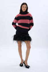 Jersey mini skirt Black front worn view