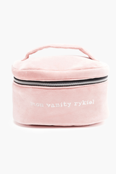 Women Velvet Vanity Case Pink front view