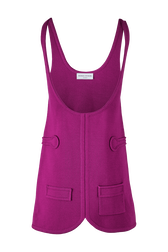 Robe courte sans manches maille milano femme Fuchsia vue de face