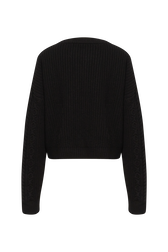 Pull torsadé en laine Noir vue de dos