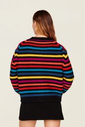 Cardigan Big Poor Boy rayé femme Multico raye rf vue portée de dos