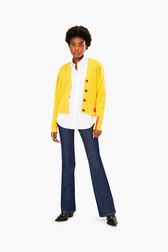 Wool Cardigan SR Yellow front worn view