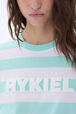 Striped short-sleeved crew-neck T-shirt White/mint stripe details view 1