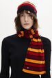 Wool and Cashmere Striped Scarf Striped red/orange front worn view