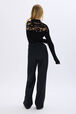 Knitted velvet and lace sweater Black back worn view