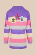 Women Multicolor Pastel Striped Belted Cardigan Lilac back view