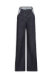 Pantalon en jean taille haute Bleu vue de face
