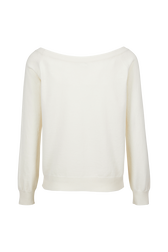 Women Plain Flower Sweater Ecru back view