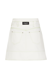 Asymmetrical denim skirt Ecru back view