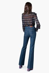 Flare High Waist Jeans Baby blue back worn view