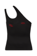 Asymmetrical jersey tank top Black back view
