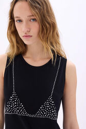 Trompe l'oeil sleeveless dress Black details view 2
