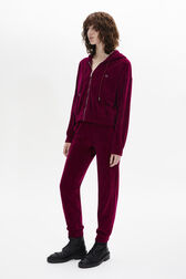Long-Sleeved Velvet Hoodie Rasberry details view 1