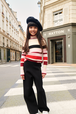 Polo neck sweater or jumper Multico striped front worn view