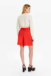 Women Two-Colour Long-Sleeve Crop Top Striped ecru/beige back worn view