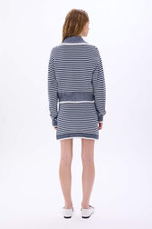 Pull camionneur marinière en coton mélangée Raye blanc / bleu vue portée de dos