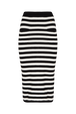 Women Poor Boy Striped Wool Maxi Skirt Black/white front view
