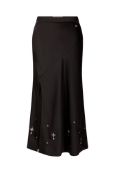 Satin skirt Black front view