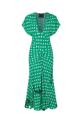 Robe midi en viscose imprimé étoile Stars green vue de face