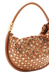 Sac Domino medium en cuir et studs Marron vue de détail 1
