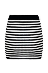 Women Rib Sock Knit Striped Mini Skirt Black/white back view