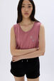 Sleeveless tank top in merino and silk Pink details view 1