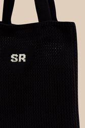 Women Heart Print Crochet Bag Black details view 2