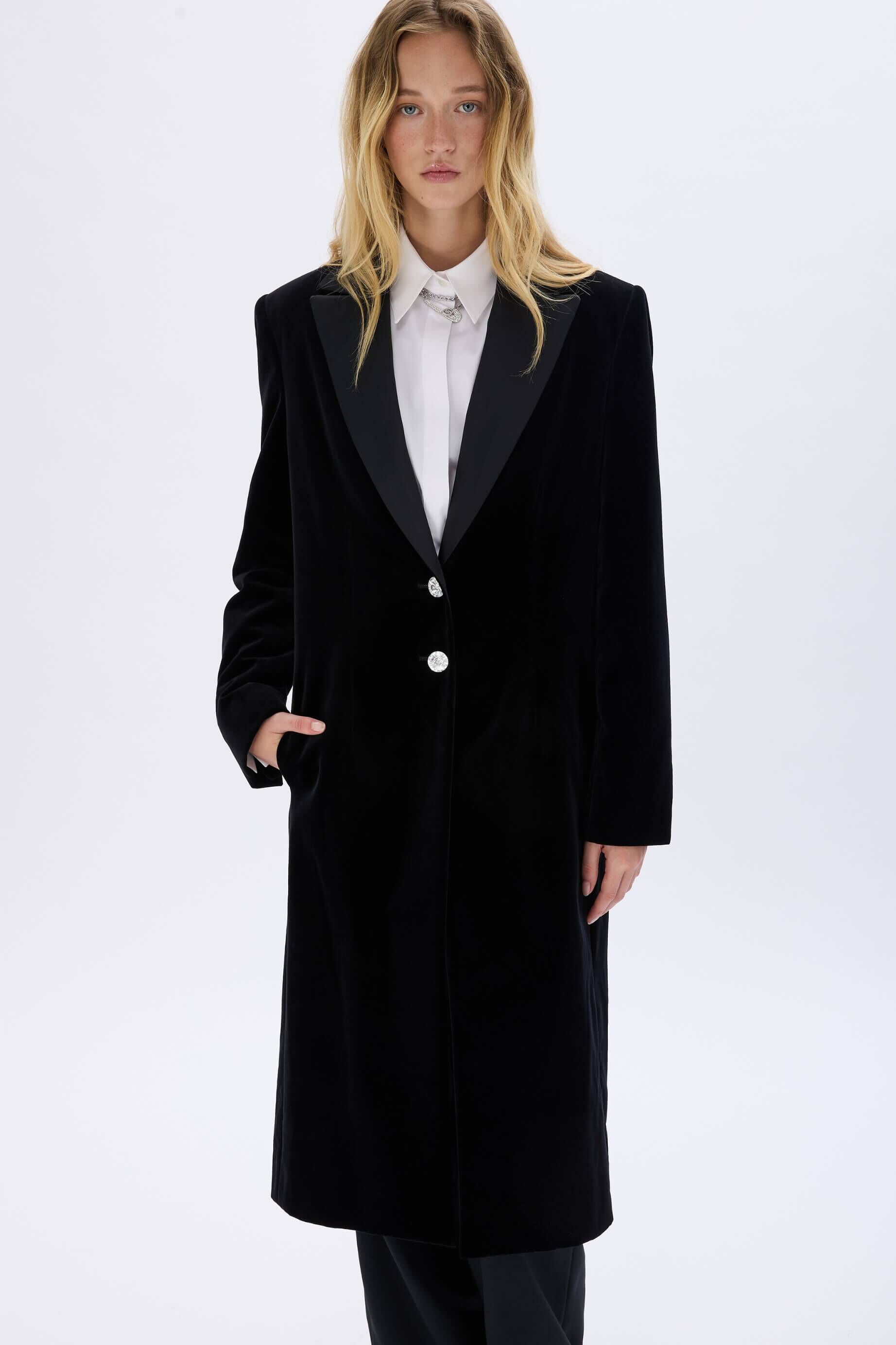 Long Velvet Coat Ma19 Black Size 40 Sonia Rykiel