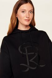 Women Cotton Jersey Hoodie Black details view 2