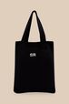 Women Heart Print Crochet Bag Black front view
